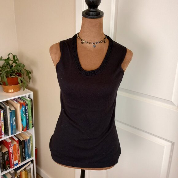 Etcetera Cashmere Blend Y2K Minimalist Goth Black Knit Tank - Picture 1 of 5
